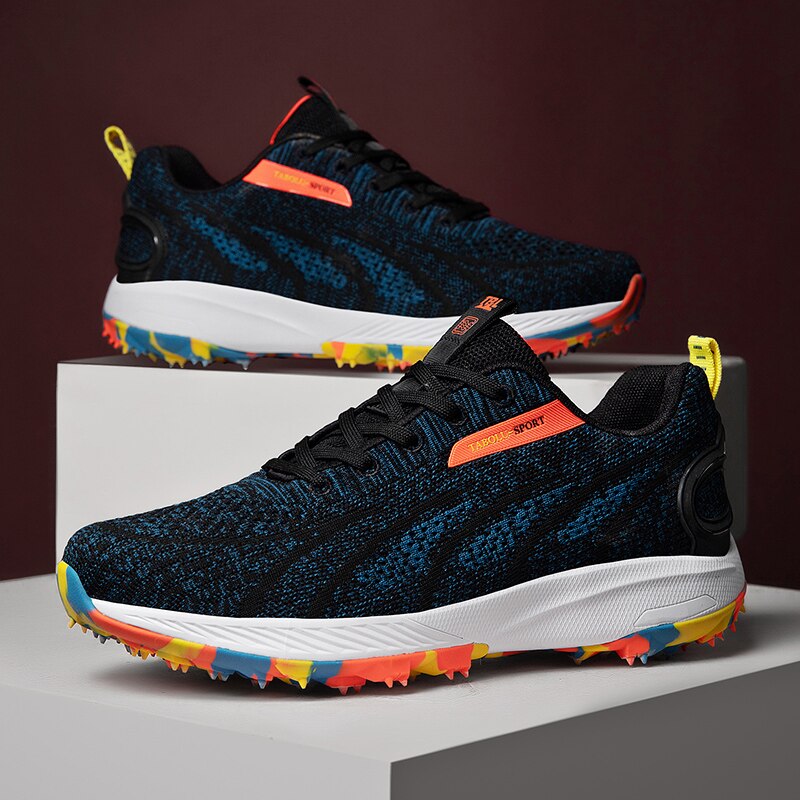 Men Golf Shoes for Spring Summer Breathable Mens Golf Training Sneakers Black Blue Outdoor Sport Sneakers for Golf