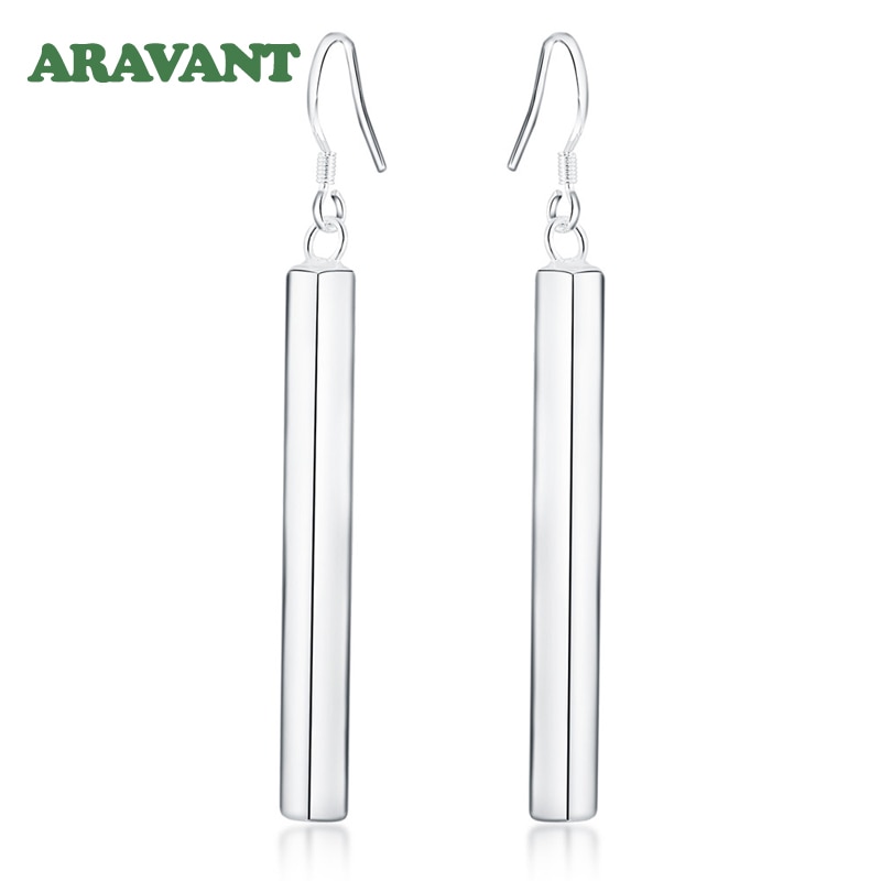 925 Zilveren Oorbellen Voor Vrouwen Mode Lange Bar Earring Bruiloft Sieraden