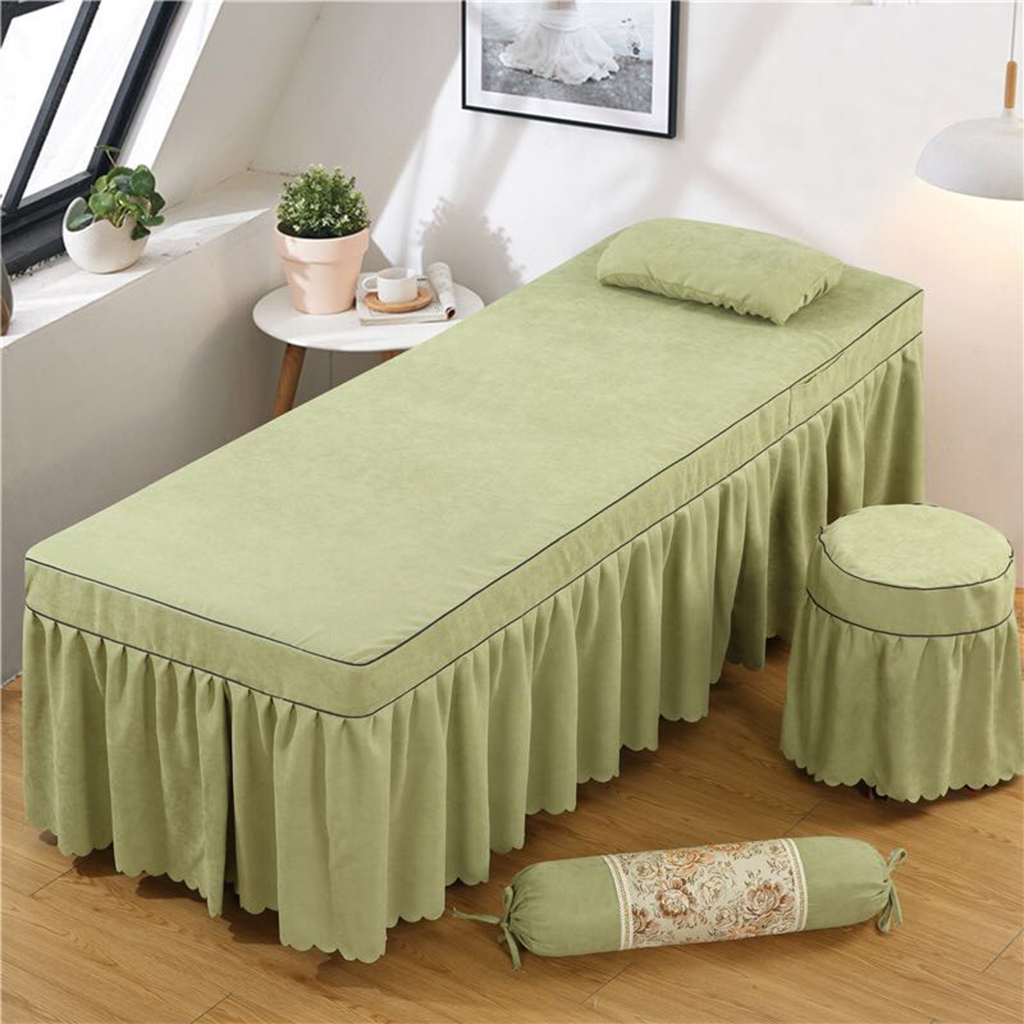 Schoonheid Gezicht Bed Cover Massage Tafel Rok Katoen Volant Vel Voor Vierkante Kop Cosmetische Bedden Met Gat 75X31inch Beauty Massage