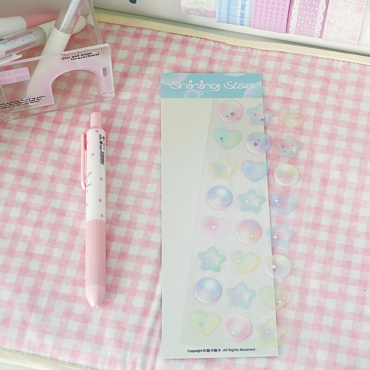 Stars Decal Stickers Scrapbooking Stationery Hearts Stickers PET Bubble Deco Sticker DIY Journal Planner: black