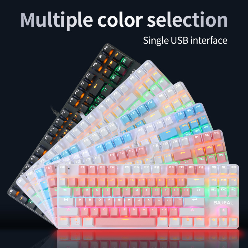 87 Key Gaming Mechanical Keyboard Doubleshot Keycaps Blue Axis Office Business Mechanical Keyboard for Notebook Tablet Computer