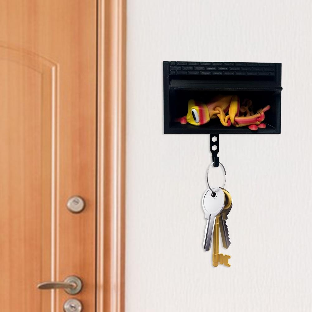 Car-Themed Key Holder with Opening Door - Adhesive Wall Mount Key Organizer for Entryway, Dual-Purpose Home Office Decor