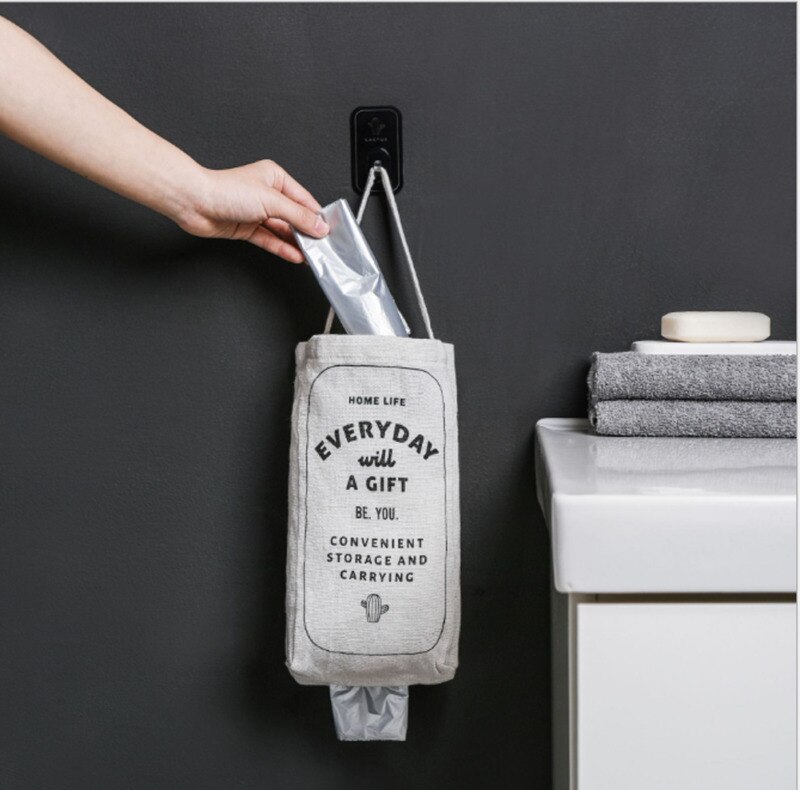 Wall Mount Storage Dispenser Plastic Kitchen Organizer Home Grocery Bag Holder Behind Door Garbage Bag Housekeeping Container