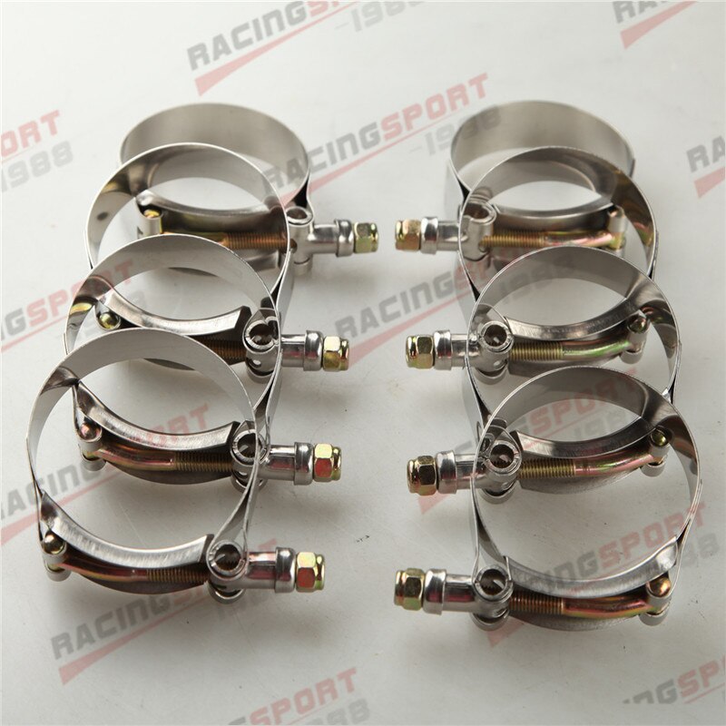 8x1.5" Inch Turbo Pipe Hose Coupler T-bolt Clamp clamps Stainless Steel 43-49mm