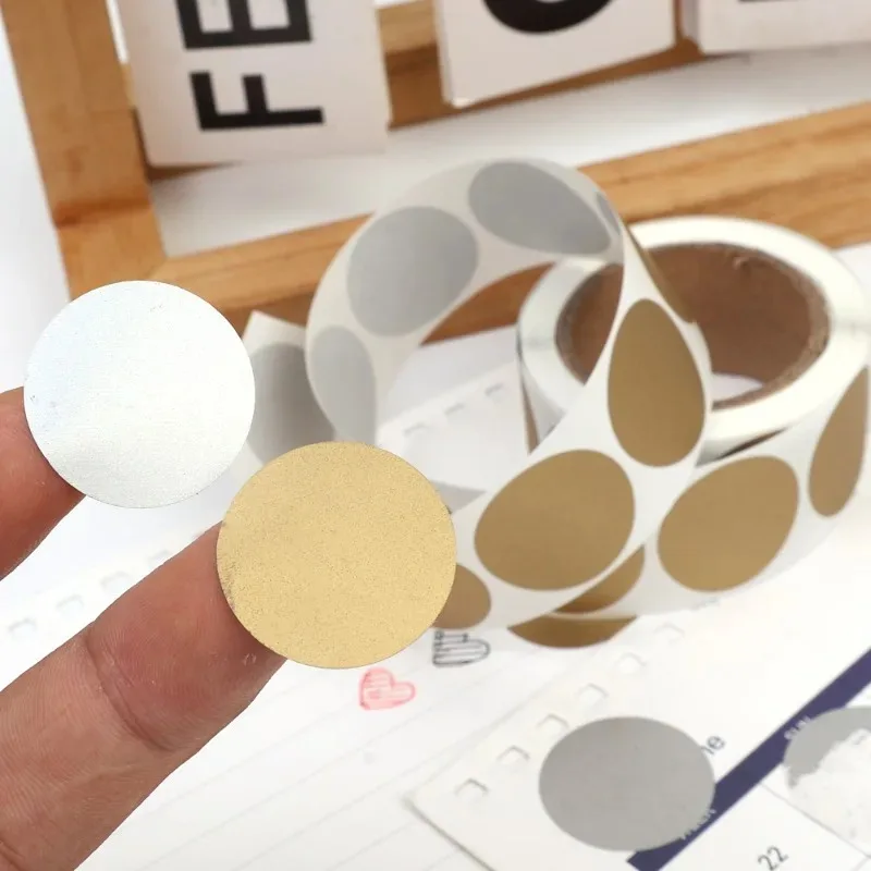300 Stück Rubbelaufkleber, runde Form, Etiketten, Aufkleber, Gold, Silber, DIY, handgefertigt, für Spiel, Rubbelaufkleber, Etiketten, Partyzubehör