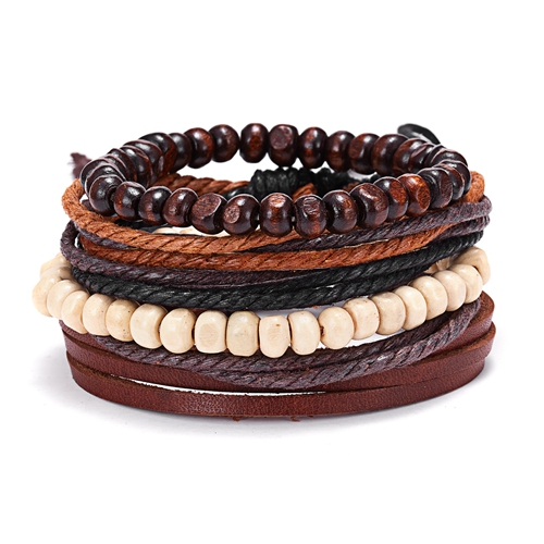 RINHOO skórzane bransoletki Vintage dla mężczyzn bohema wielowarstwowa koraliki Wrap Punk Rope biżuteria prezent na walentynki bransoletki bransoletki