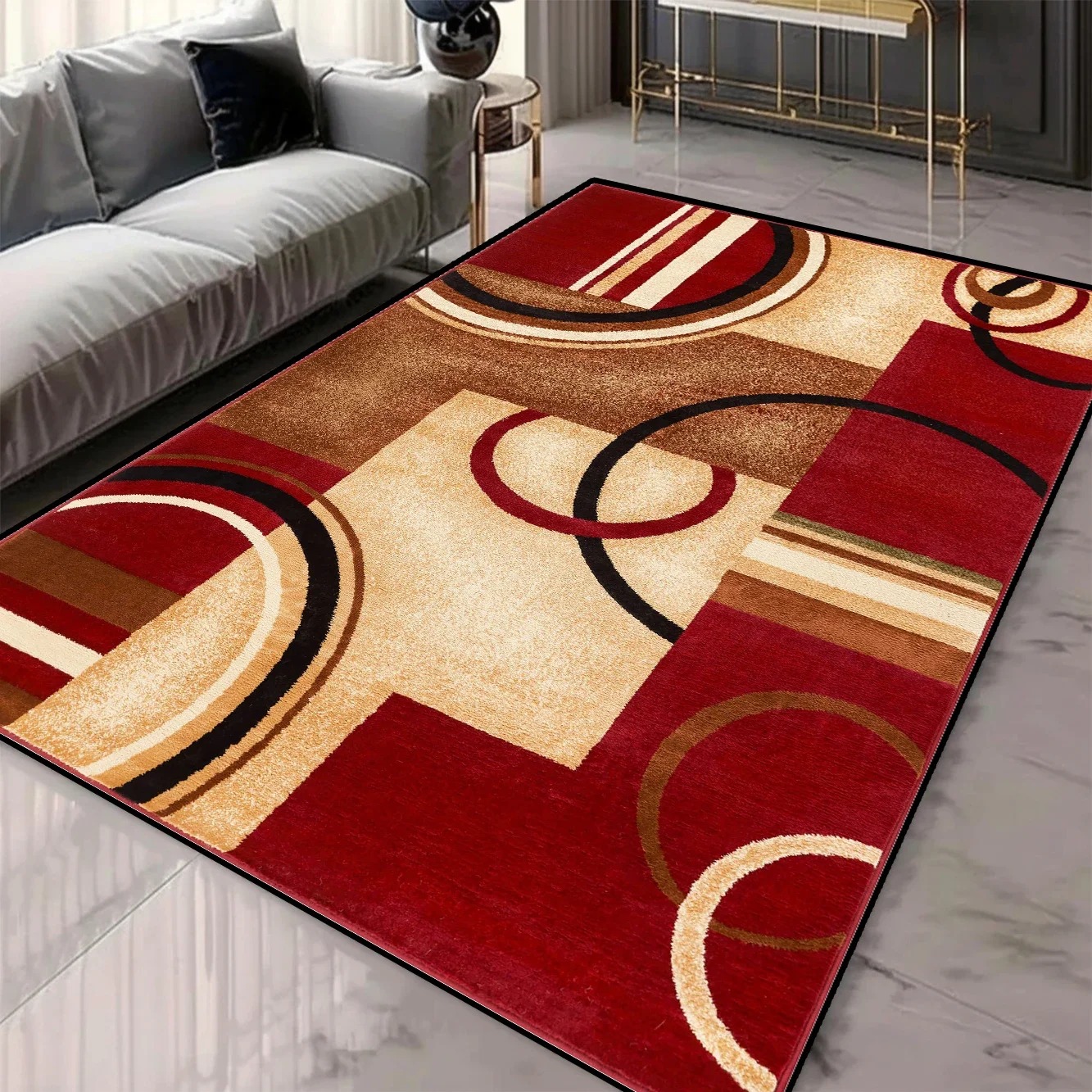 Tapis de zone 3D à motifs géométriques pour décoration de salon et de chambre à coucher Tapis lavables avec support antidérapant Tapis d'inspiration européenne: 150X220cm / WHITE