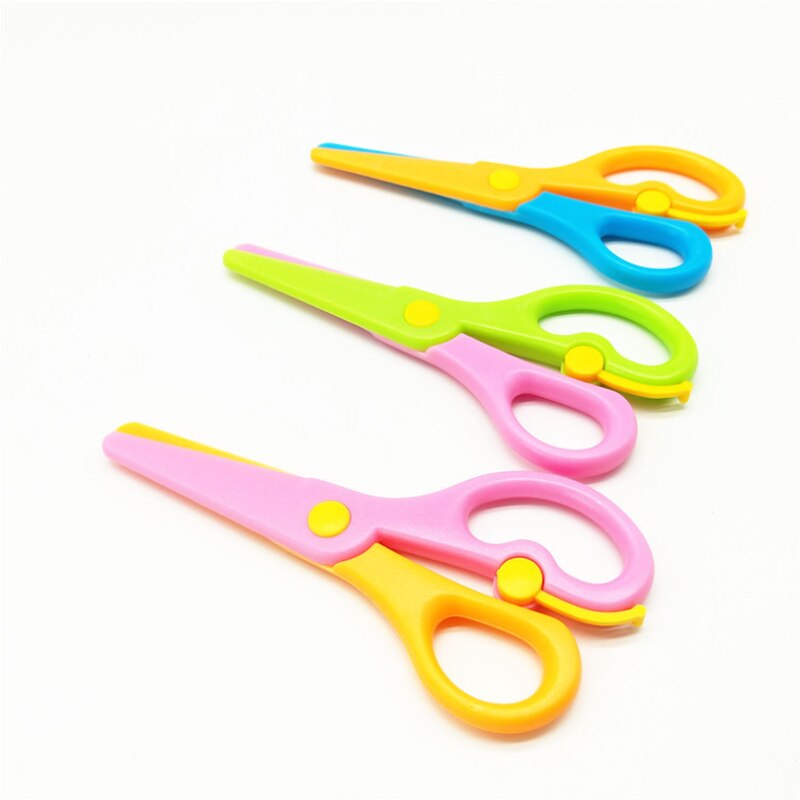 Cute Mini 137mm Safety Round Head Plastic Scissors Student Kids Paper Cutting Kindergarten School Supplies Craft Scissors