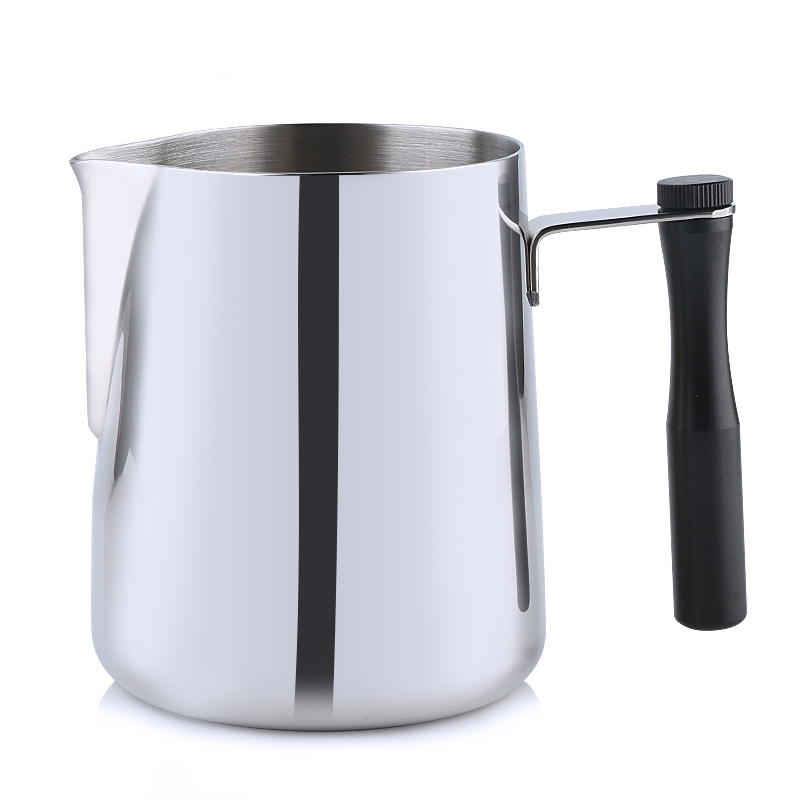 Mousseur à lait en acier inoxydable de 600ml, pour café, tasse à expresso, poignée amovible