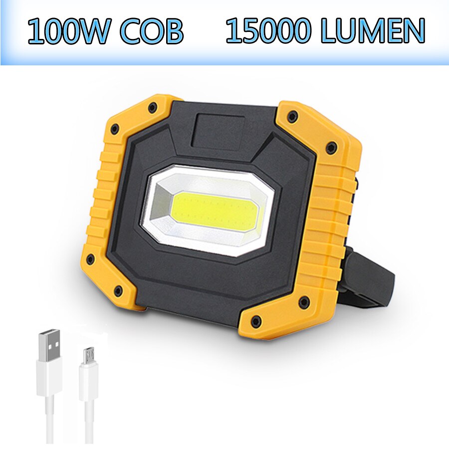 Portable LED work light Rechargeable COB work lamp waterproof LED flood light with bracket suitable for outdoor Car Repair: Package B