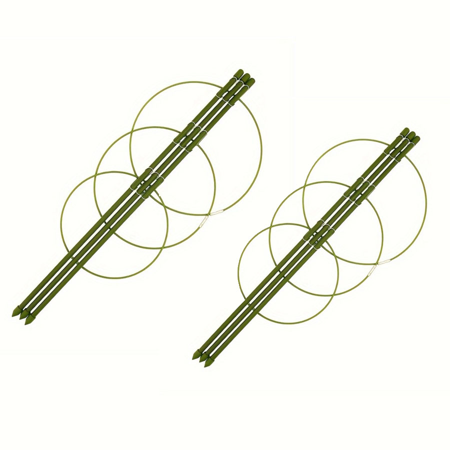 Plant Climbing Pergola Fixed Support Wire Tomato Rose Climbing Frame Round Plastic-Coated Garden Supplies Three Ring Iron Frame: Brown