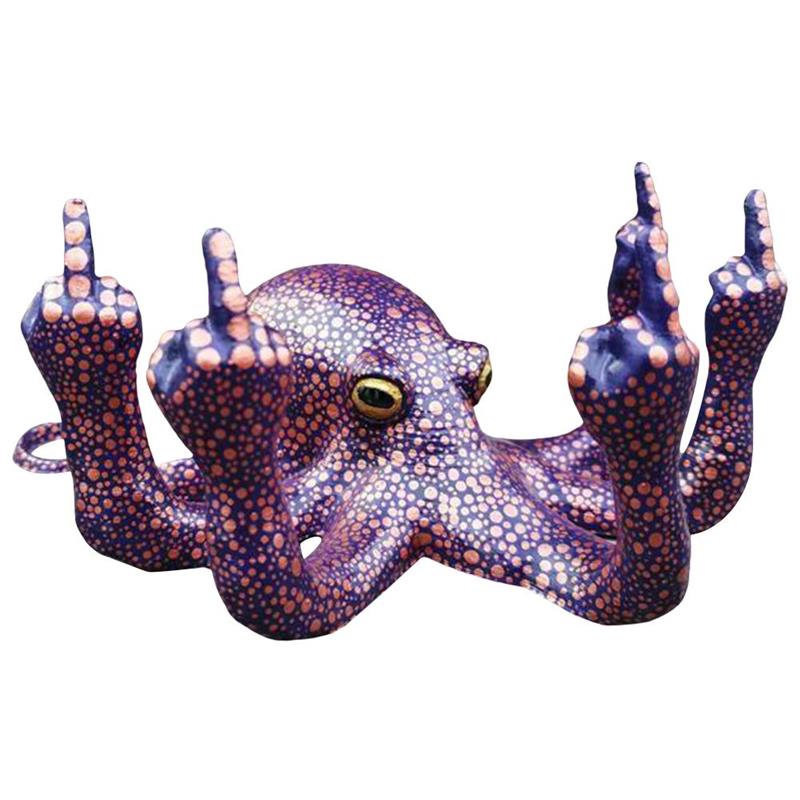 Dieren Octopus Miniatuur Ornamenten Tuin Standbeeld Tafelblad Bar Decoratieve Sculptuur Dier Collectibles Decor: Purple fluorescence