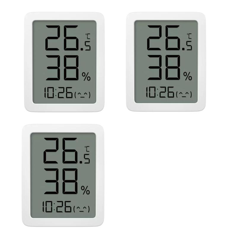 Xiaomi Miaomiaoce Screen Lcd Grote Digitale Display Thermometer Hygrometer Klok Timmer Horloge Temperatuur Vochtigheid Sensor: 3PCS