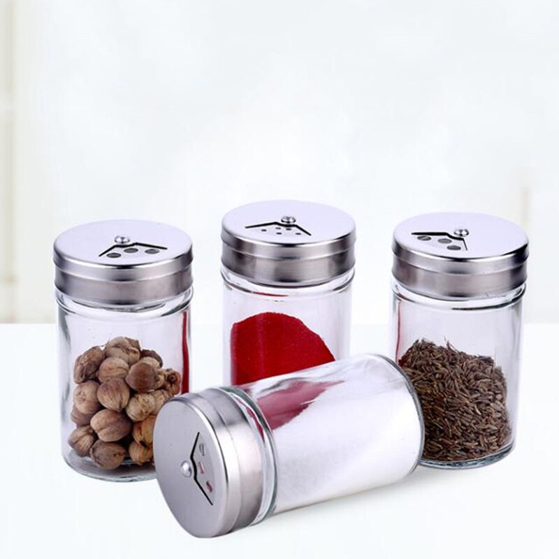 Stainless Steel Spice Shaker Jar Sugar Salt Pepper Herbs Toothpick Storage Bottle BBQ Spice Storage Bottle Cooking Seasoning Tin