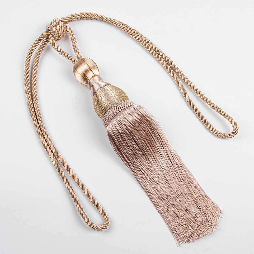No Installation Curtain Tassels Tieback Polyester Yarn Punch-free Tassel Curtain Ties Gold Wire Hanging Ball Multicolor: Light Grey
