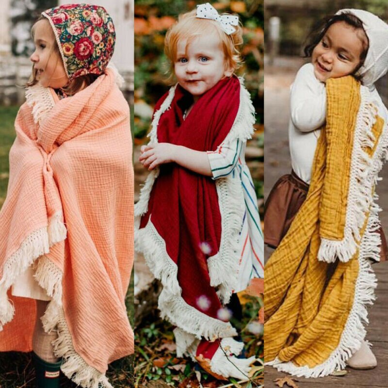 2pz Del bambino Delle Ragazze del Ragazzo Nappa Avvolgere Swaddle Coperta di Mussola 100% Sacco A Pelo in Cotone Zerbino