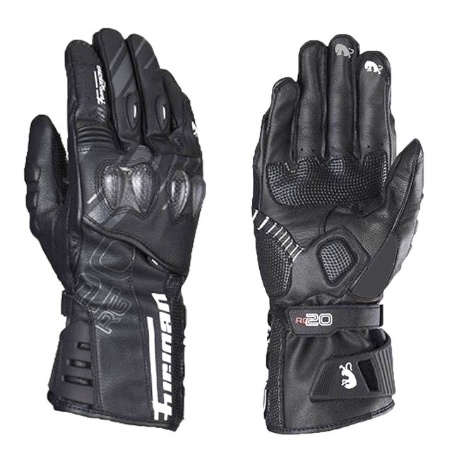 Furygan – gants de moto en cuir pour moto AFS 20, gants d'équitation respirants à porter, gants longs de chevalier en Fiber de carbone pour Protection contre les chutes: Black / XL