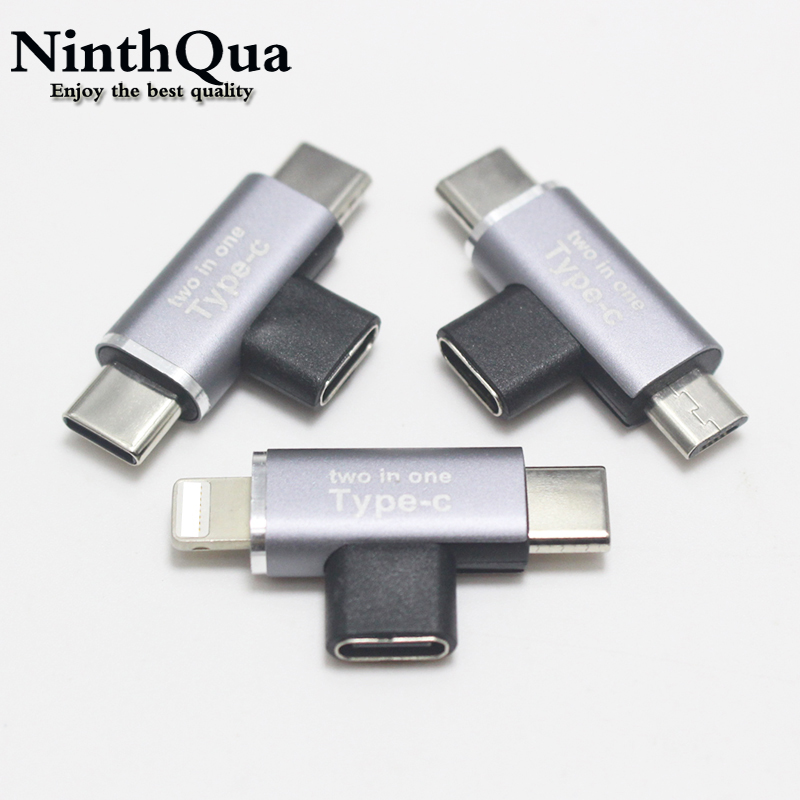 2 in 1 3A USB C Splitter USB Typ C Weibliche zu USB-C Mikro Verbinder Adapter Stecker Typ-C zu Dual USB 3,1 Typ C Ladegerät Konverter