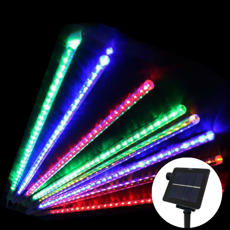 Solar LED Meteor Shower Light String Light Waterproof Fairy Garden Decor Outdoor Led Street Garland Christmas Decoration: Yellow / Red