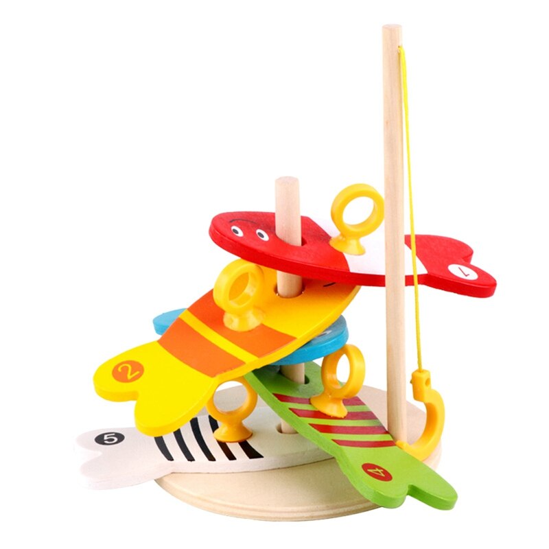 Kleurrijke Houten Vissen Digitale Speelgoed Baby Kids Vis Set Kolom Blokken Spel Kinderen Leuke Vroege Educatief Cartoon Speelgoed