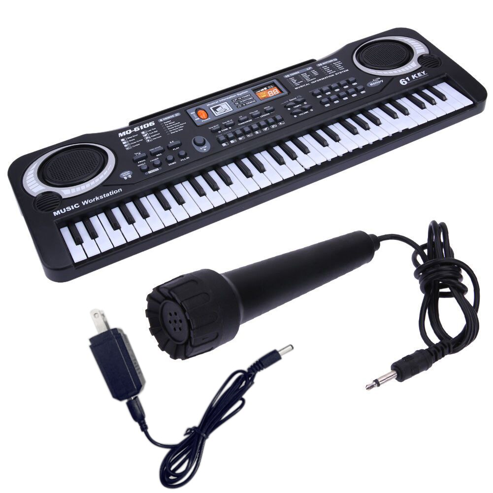 61 tangenter elektronisk orgel digitalpiano klaviatur med mikrofon elpiano barn barn utvecklar barnets talanger us plug: Default Title