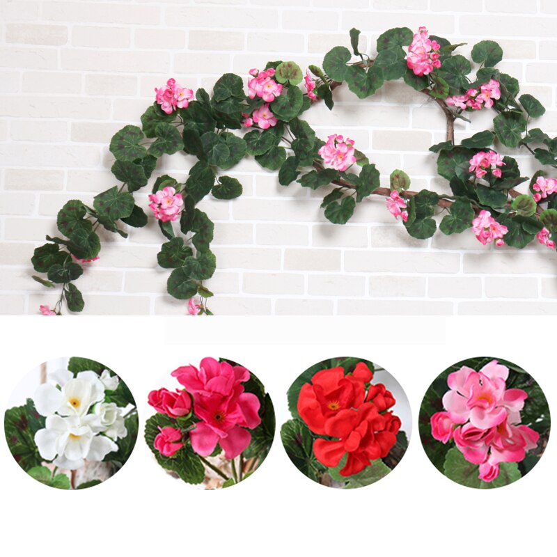 180cm silke begonia rose vedbend blomst vin kunstige blomster rattan til bue bryllup hjemme fest baggrund dekoration væghængende snor