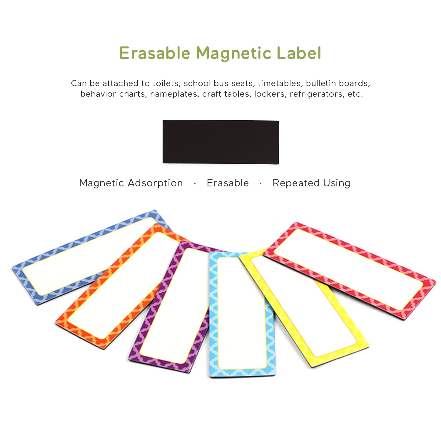 Magnetic Dry Erase Labels Whiteboard Stickers Name Tags Shelf Labels 10 Colors 3.15x1.18 inch Bendable Magnet Strips