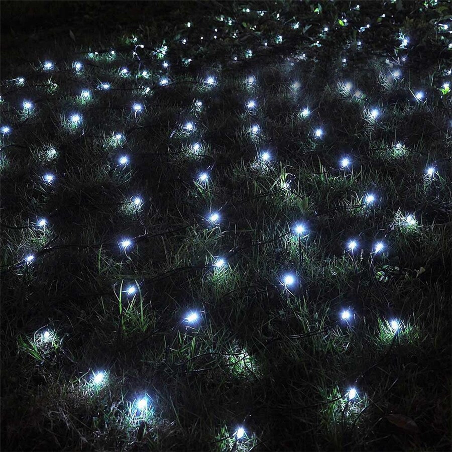 Thrisdar 2 x 3m 204 led zonne-net gaas lichtsnoer kerst zonne-raamgordijn lichtslinger zonne-boom-wikkellicht: Wit / 2 x 3m 204 leds