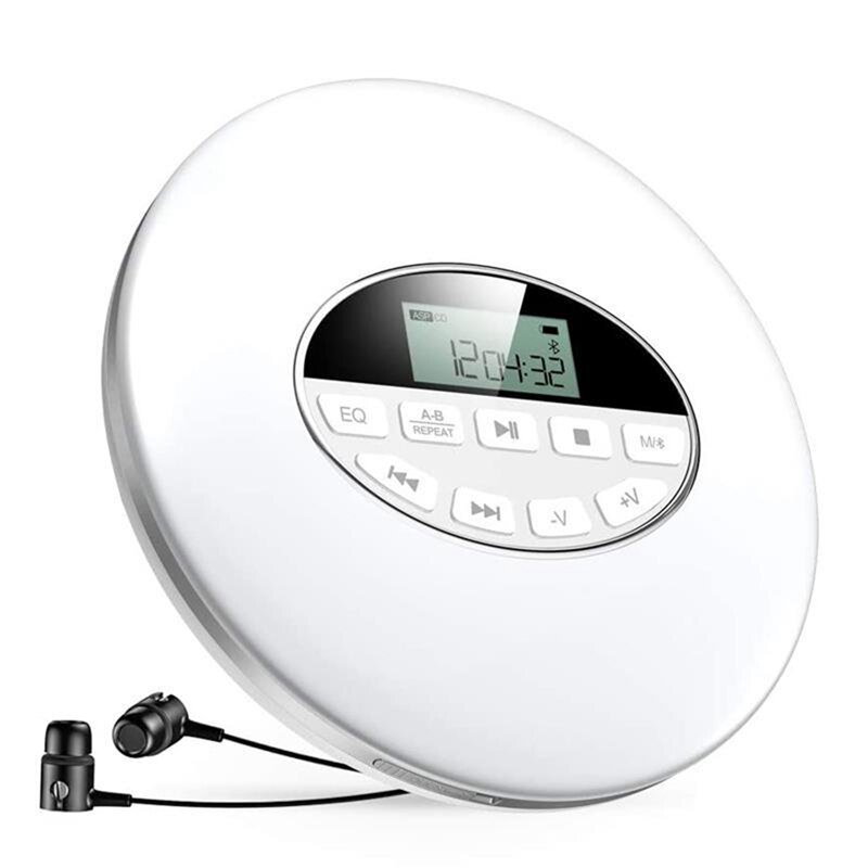 CD Player Headphone HiFi Music Reproductor Walkman Discman Shockproof: White