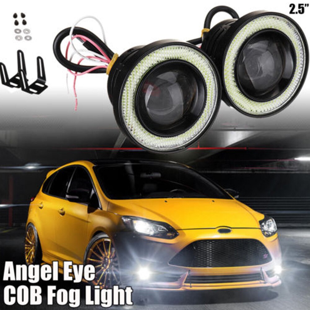 2 stuks 2.5 "Auto COB Halo Ring LED Mistlamp Projector Len Fog Rijden Licht SUV Nuttig