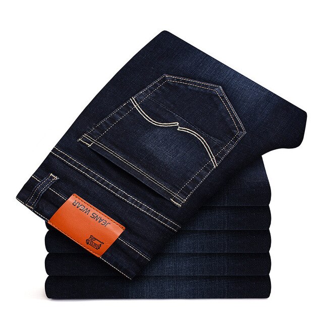 Herremerke vår- og sommerjeans herre bomull slank stretchbukser herre jeans i pluss størrelse 20-40: Svart blå / 31