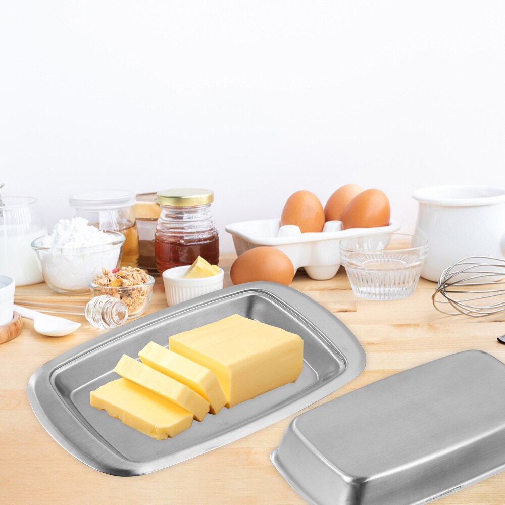 1 Pc Food Tray Insulation Plate Stainless Steel Butter Box for Home