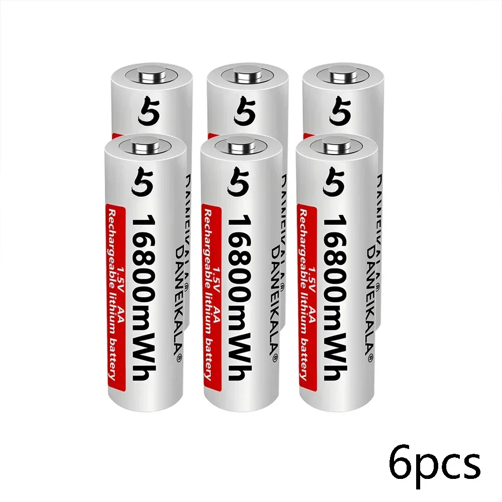 Batería AA de iones de litio de 1,5 V, baterías recargables AA de alta capacidad de 16800mWh para Control remoto, batería de juguete, carga rápida ligera: Beige