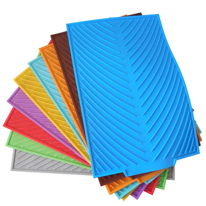 Tapis de vidange antidérapant en Silicone, tapis de séchage pour casseroles de cuisine, tapis de vidange Anti-brûlure, dessous de verre, ustensiles de cuisine