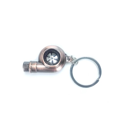 Turbo Keychain Car Whistle Sound Keychain Car Key Chain Keyring Car Sleeve Bearing Spinning Model Turbine Turbocharger: Brown