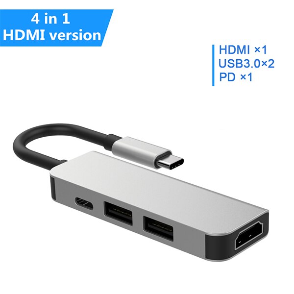 Usb hub typ c till hdmi 4k usb 3.0 thunderbolt 3 dockningsadapter pd laddningskort 8 in 1 hub för macbook pro splitter port typ c hub
