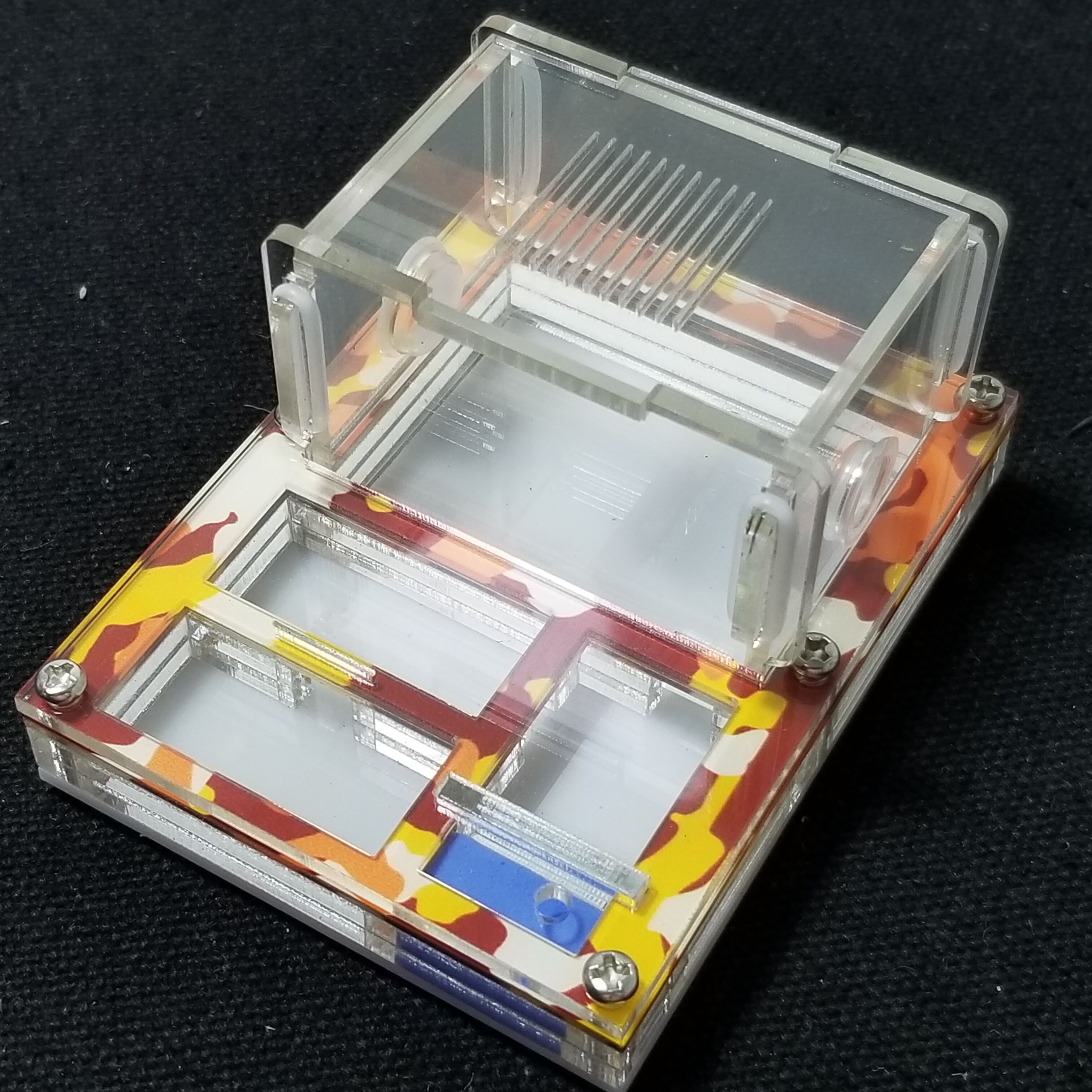 mini DIY akrylowe płaskie farma mrówek gniazdo mrówek z obszarem karmienia mrówka dom dla królowej mrówka układanie jaj mrowisko ze strefą nawilżania