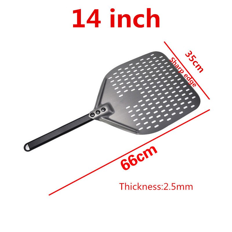 12 14 inch aluminum pizza shovel long handle pastry tool pizza shovel spatula cake baking flipper: 14inch 66cm