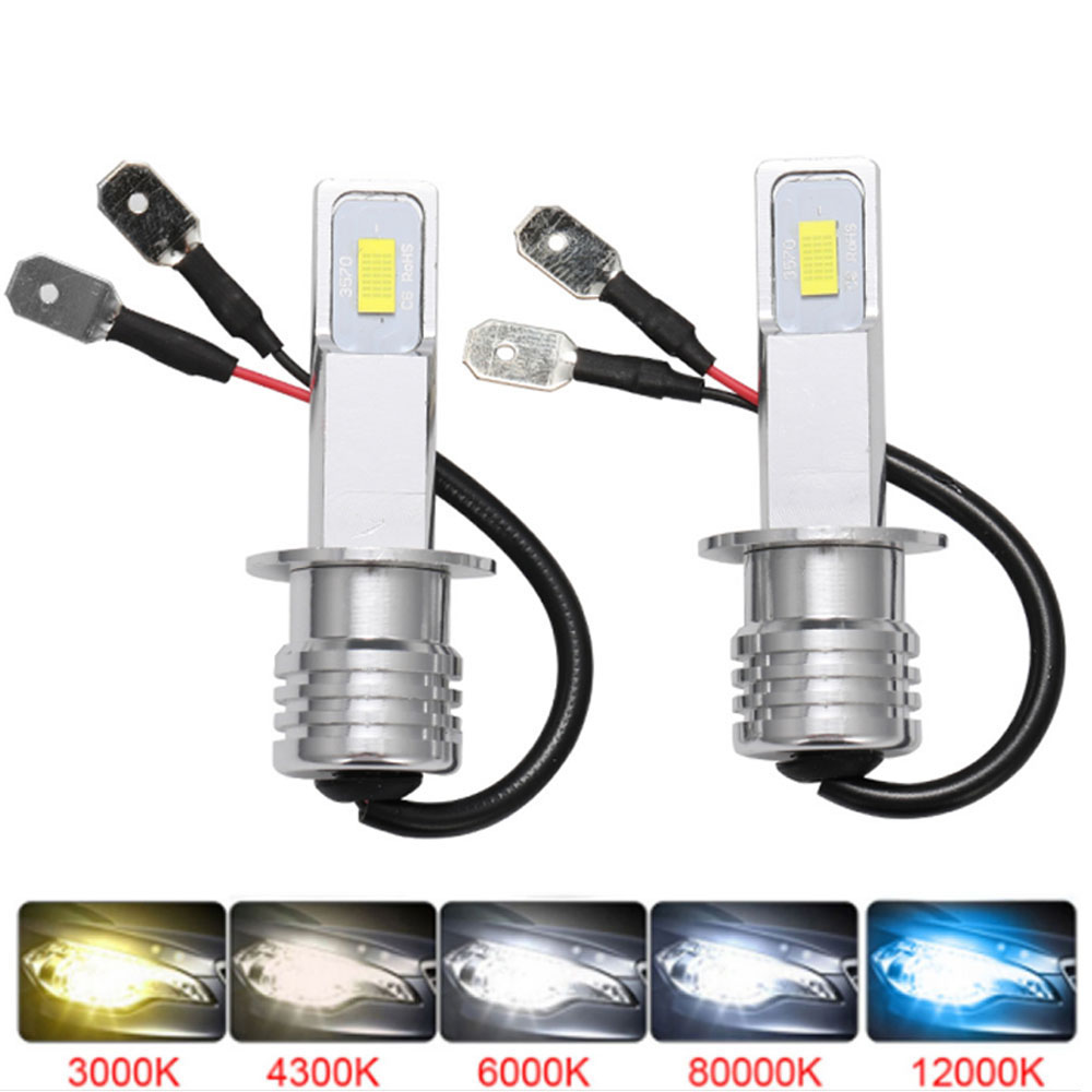 2 stk.  h1 led-forlygter til bil 880 881 9005 9006 h3 h15 h4 h7 h11 bilpære, fjernlys, nærlys, tågelygter til langdistancekørsel 12v 6000k