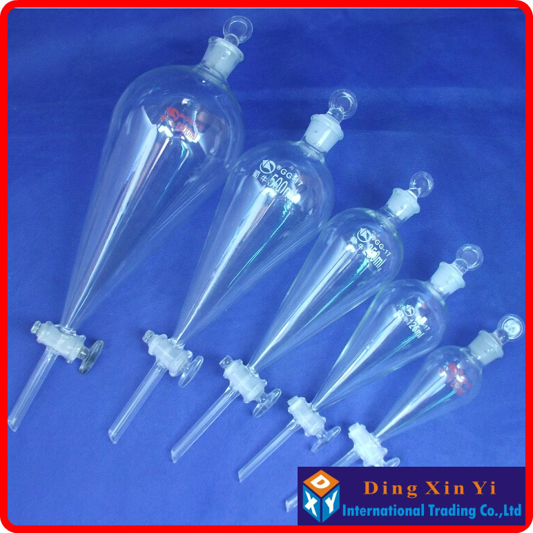 (2 pcs/lot)250ml pear shape separatory funnel,pear-shaped funnel,Separatory Funnel squib pear shape with ground-in glass stopper