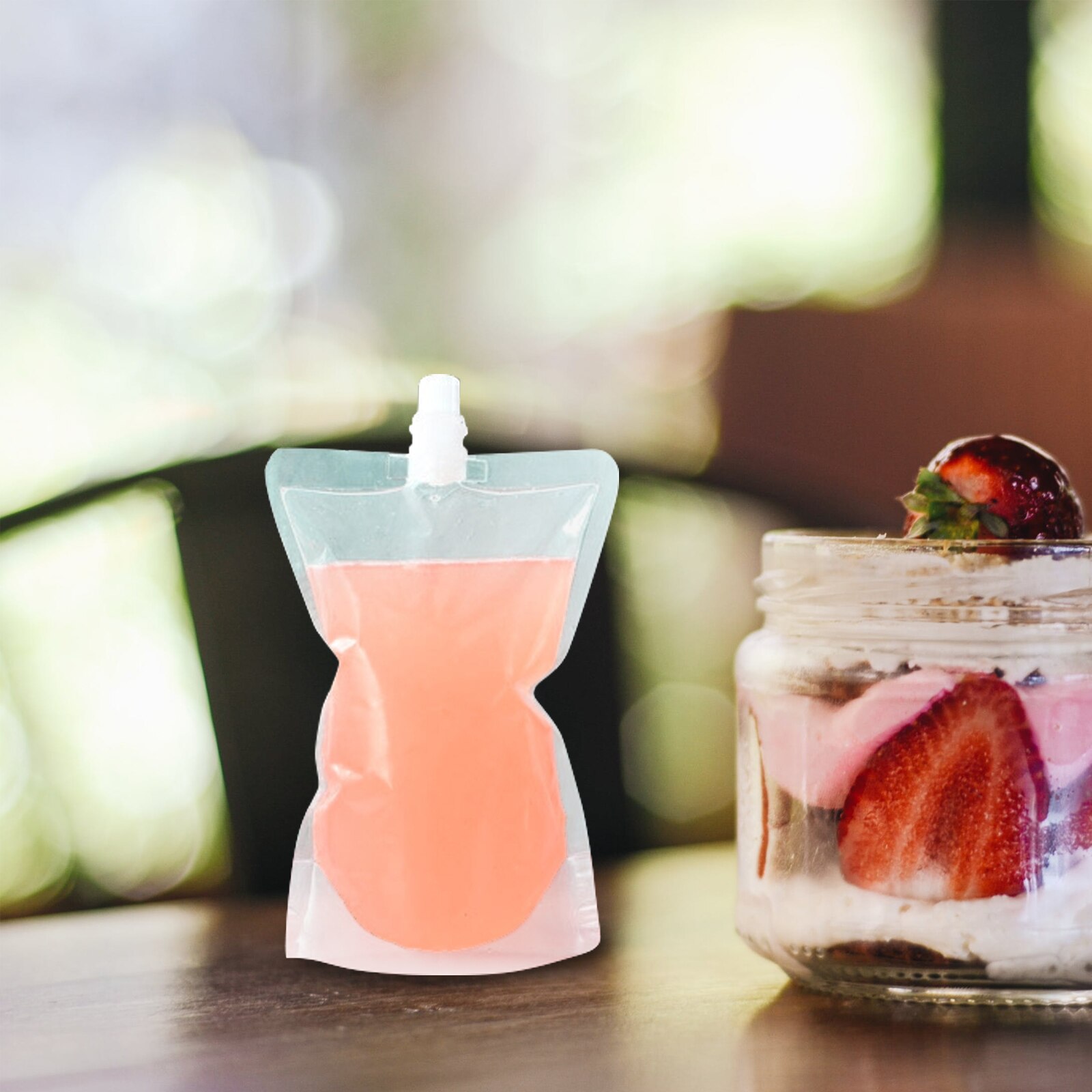 Travel Outdoor for Drinks Bag Portable Plastic Concealable Standing Transparent Beverage Flasks