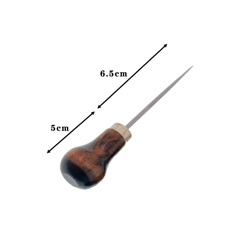 Herramienta de aguja de hierro con mango de madera, punzón multiusos para coser a mano, cónica, suministros para zapatos de cuero, 1 ud.