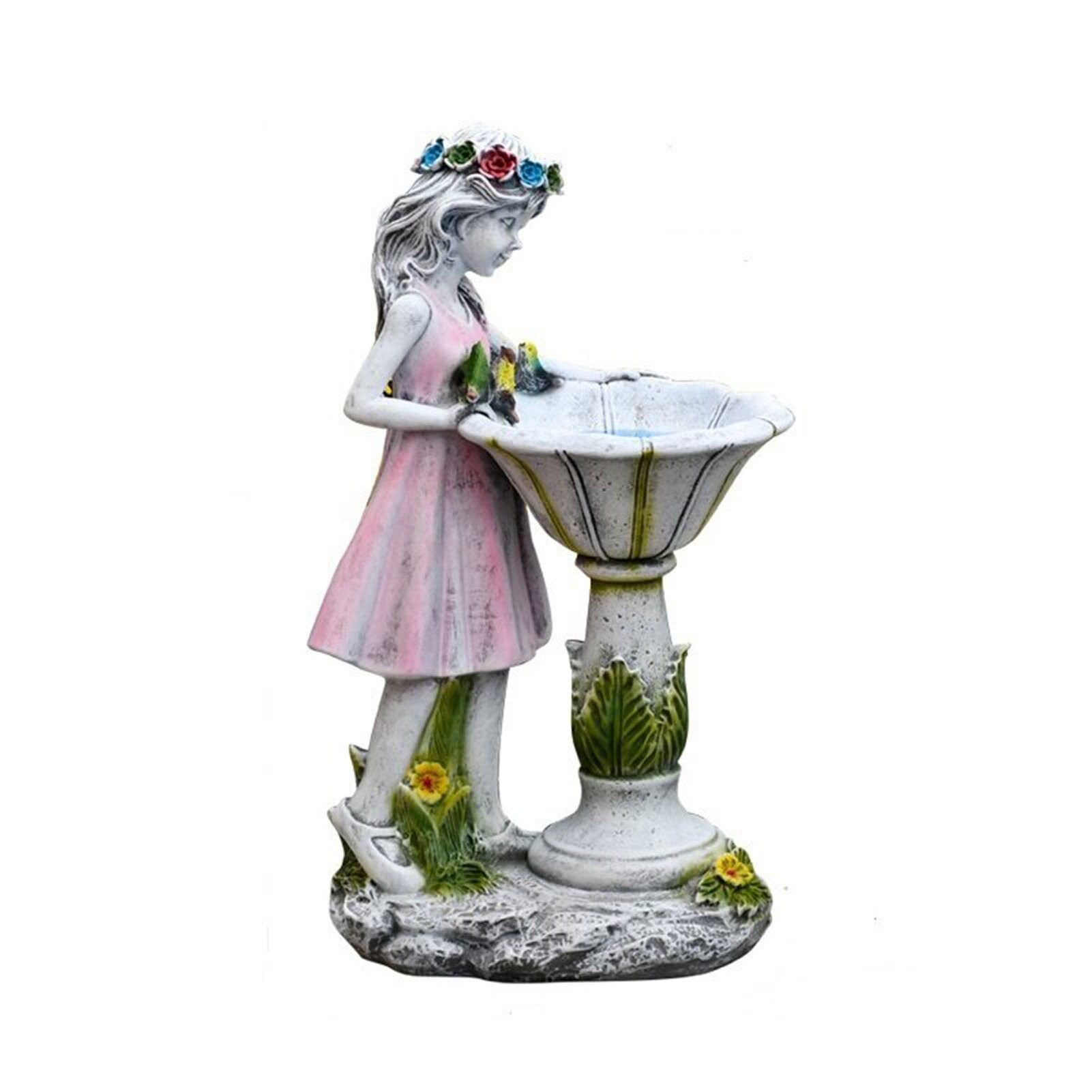 Flower Fairy Solar Decoration Resin Garden Statue Solar Power Glow in the Dark Yard Outdoor Sculpture GQ: Default Title