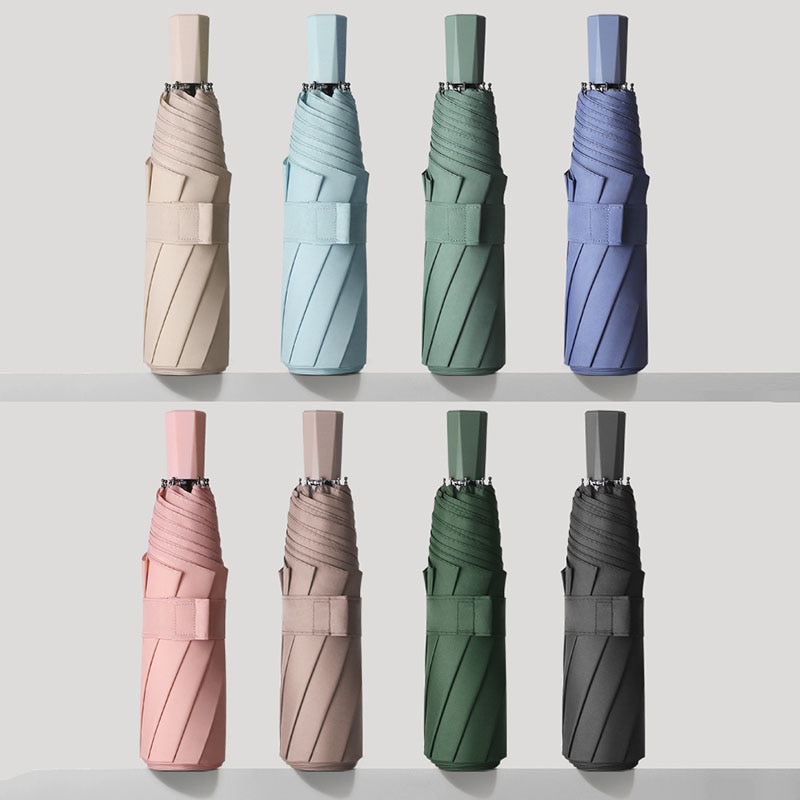 Paraguas de lluvia portátil para hombre y mujer, sombrilla de Anti UV, a prueba de viento, plegable, 8 varillas