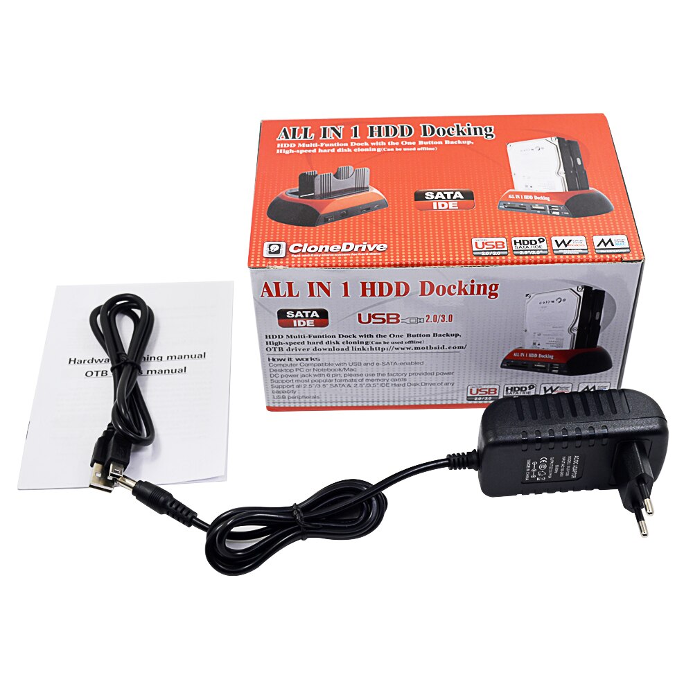 HDD Docking Station Dual Internal Hard Disk Drive Docking Station Base HDD Enclosure for 2.5 Inch 3.5 Inch IDE/SATA USB 2.0