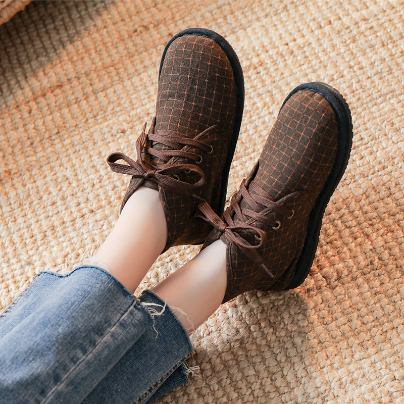 Frauen Leinen Stiefel Handgemachte hoch oben Stiefel Schwarz Runde Kappe Espadrilles retro Leinwand Plattform Stiefel Schuhe