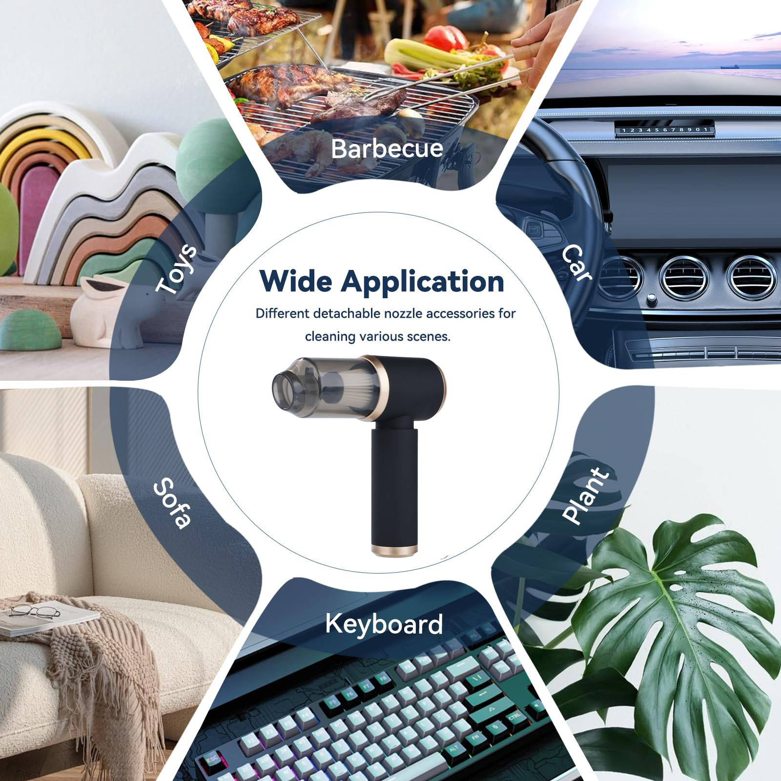 Mini-autostofzuiger Opladen Krachtige draagbare draadloze stofzuiger en luchtstofzuiger Toetsenbordstofdoek voor thuiskantoor Huisdier