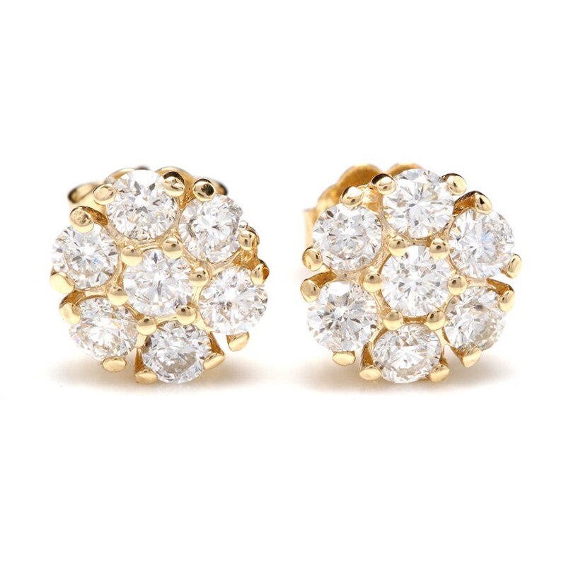 Huitan luxe gouden oorbellen met schitterende zirkonia steentjes, delicate kleine oorbellen voor dames, klassieke sieraden: Default Title
