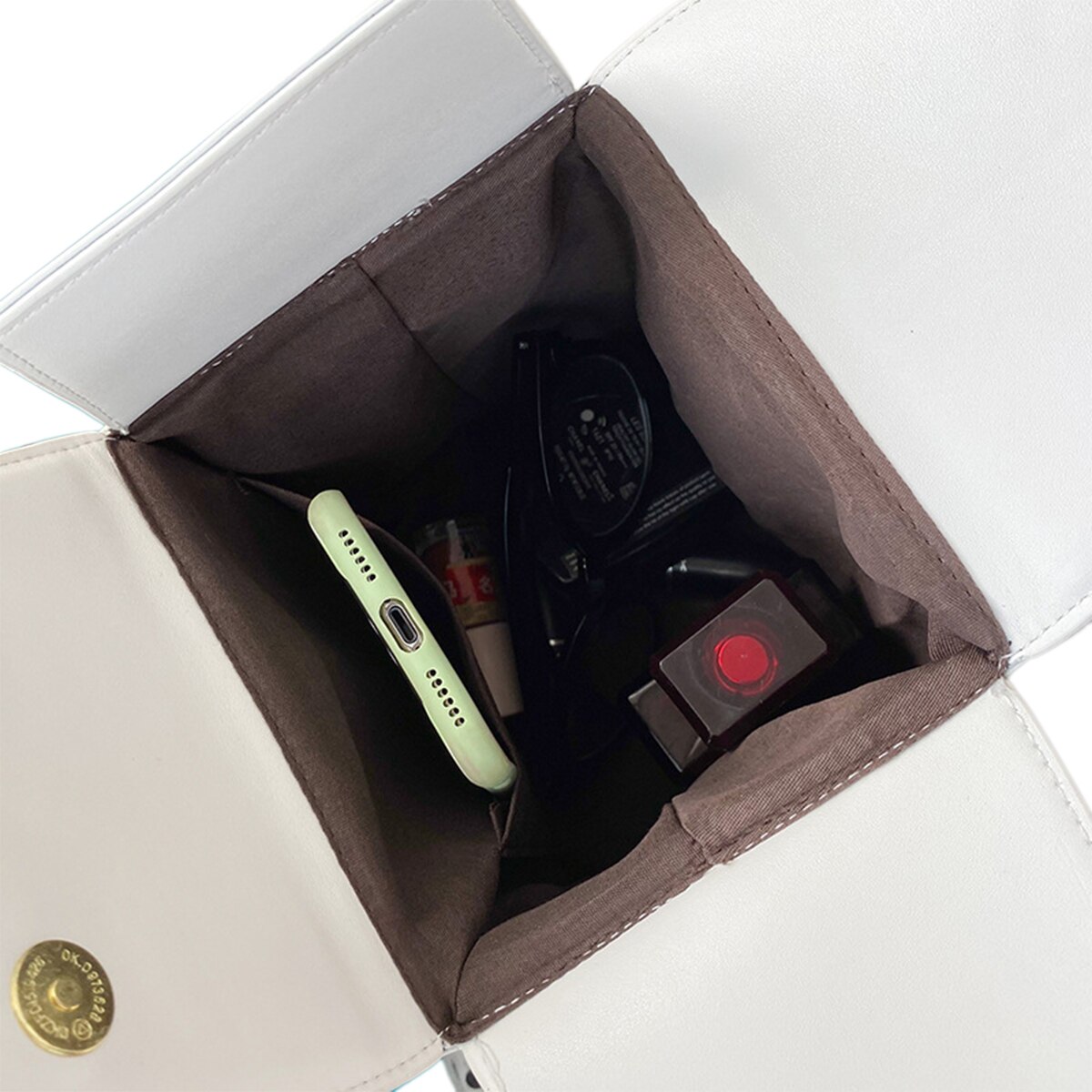 Women Ladies Creativity Leather Crossbody Bag Chinese Take-Out Box Shape Tower Print Shoulder Bag with Chain Strap