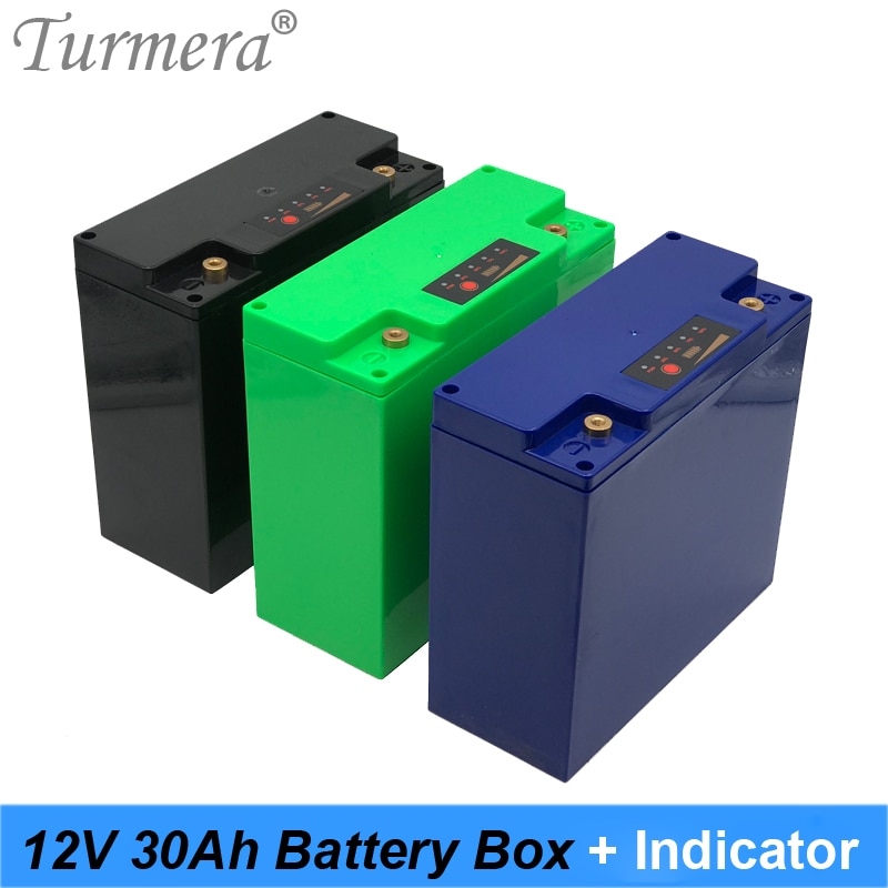 Caja de almacenamiento de batería Turmera 12V 30Ah con indicador de capacidad construir 48 piezas 18650 batería para fuente de alimentación ininterrumpida 12V